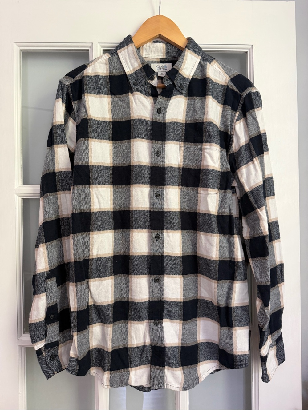 croft & barrow Black and White Buffalo Plaid Button-Down Shirt